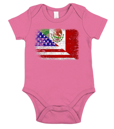 Vintage Mexican American Flag Short Sleeve Baby One-Piece