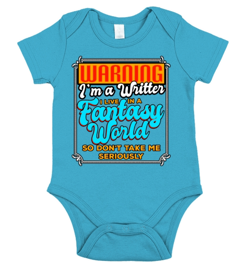 Warning Im A Writer I Live In A Fantasy World Short Sleeve Baby One-Piece