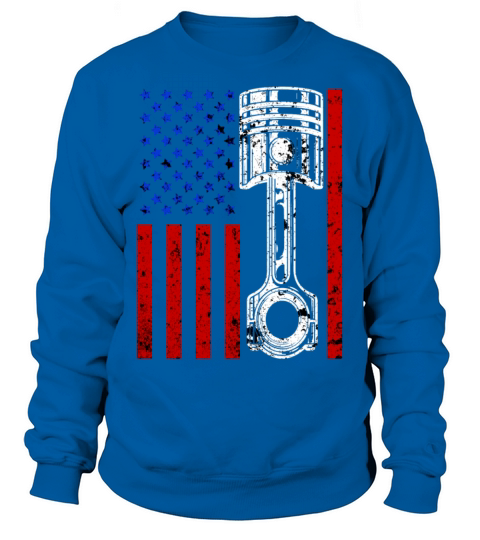 American Flag Piston Muscle Car Mechanic Sweatshirt Unisex