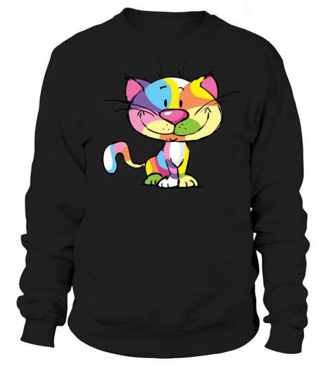 Cute Kitty Cartoon Colorful Pop Art Design Sweatshirt Unisex