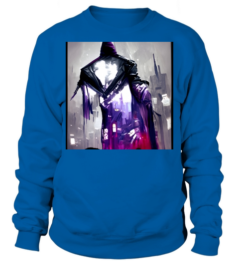Scary Ghost in colors and a grey town Sweatshirt Unisex