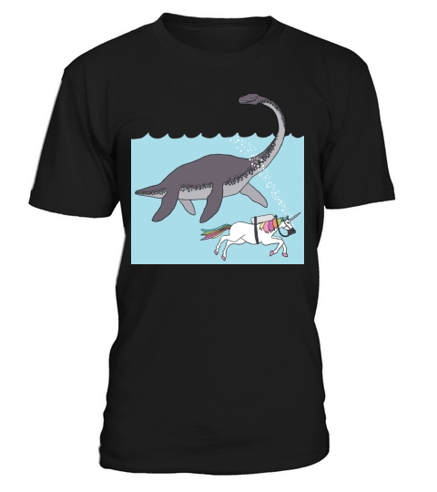 unicorn swimming with loch ness monster T-Shirt Unisex