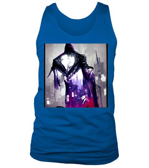 Scary Ghost in colors and a grey town Tank Top Unisex
