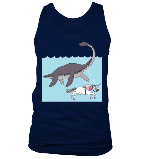 unicorn swimming with loch ness monster Tank Top Unisex