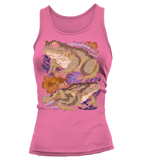 Amphibians animal motif gift vintage flowers toad Tank top Woman