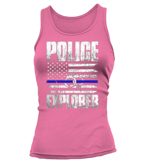 Police Explorer Thin Blue Line American Flag shirt Tank top Woman