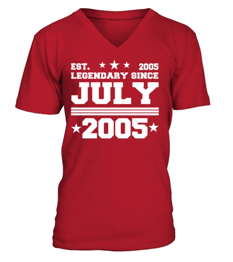 17th birthday July vintage 2005 gift idea V-Neck T-shirt