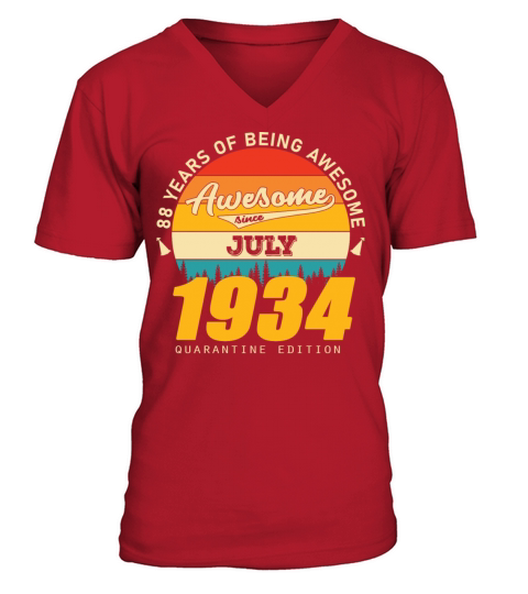 1934 Quarantine Edition July 88th birthday gift V-Neck T-shirt