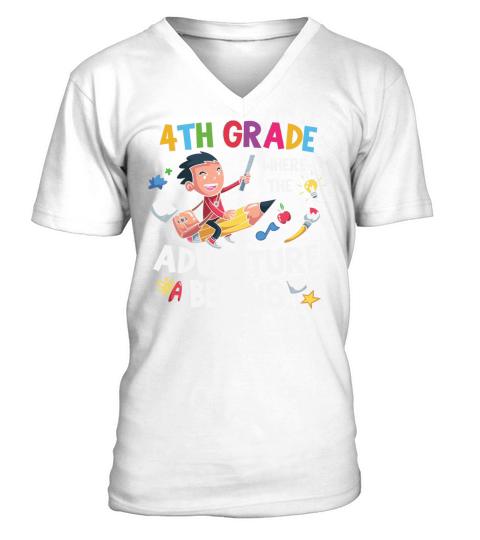 4th Grade Where The Adventure Begins V-Neck T-shirt