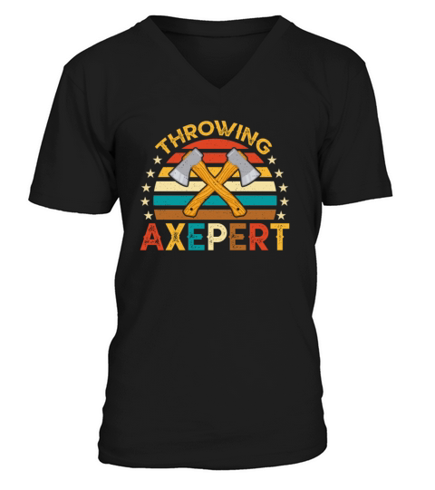 Ax Thrower - Vintage Style Crossed Axe Throwing V-Neck T-shirt