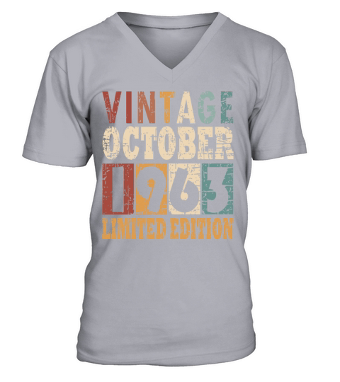 Birth Month October 1963 Vintage V-Neck T-shirt