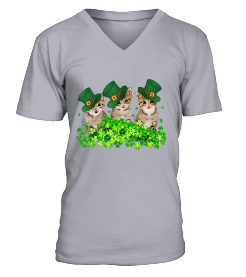 Cat St Patricks Day Irish Clover Cat Lover Shamrock shirt V-Neck T-shirt