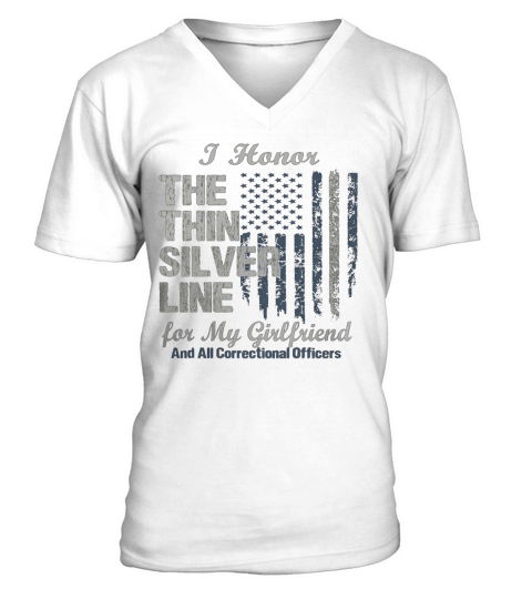 Correctional Officer Girlfriend Thin Silver Line Corrections V-Neck T-shirt