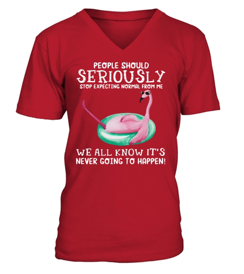 Flamingo People should seriously stop expecting normal from me we all know V-Neck T-shirt