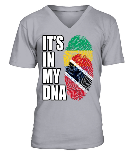 Gambian And Trinidad Tobago Mix Heritage DNA Flag V-Neck T-shirt