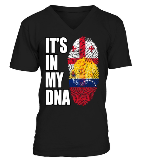 Georgian And Venezuelan Mix Heritage DNA Flag V-Neck T-shirt