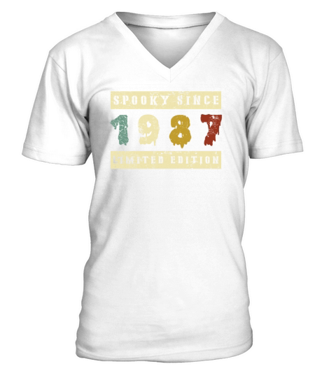 Halloween Spooky Since 1987 Retro Birth Year V-Neck T-shirt