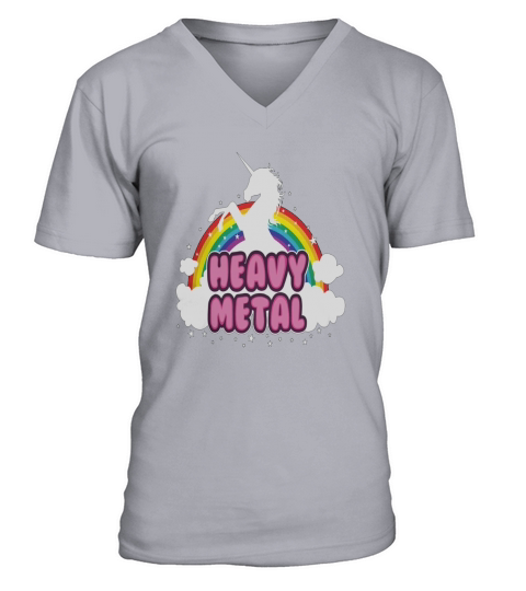 Heavy metal parody funny unicorn rainbow V-Neck T-shirt