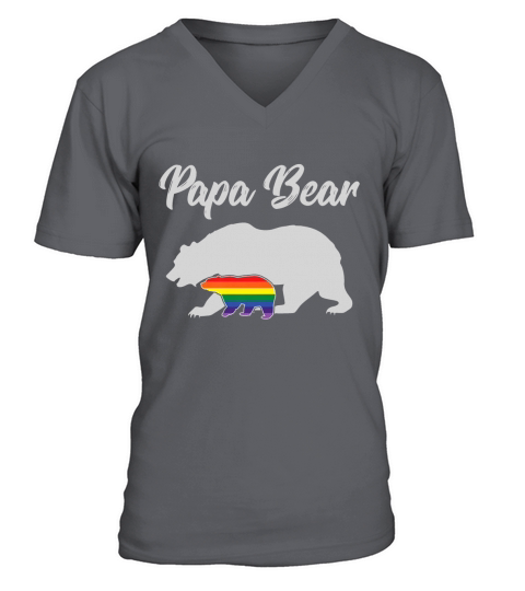 LGBT Dad Papa Bear Gay Pride V-Neck T-shirt