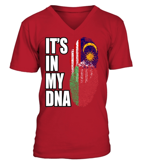 Malaysian And Belarusian Mix Heritage DNA Flag V-Neck T-shirt
