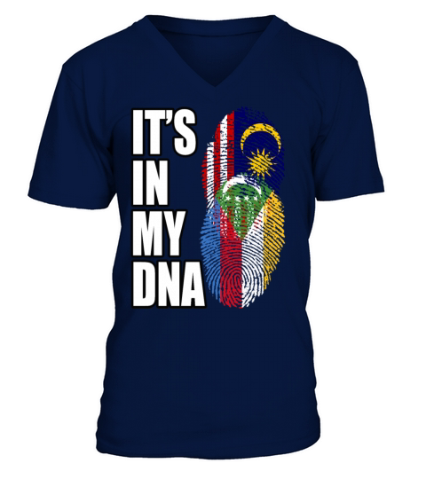 Malaysian And Comoran Mix Heritage DNA Flag V-Neck T-shirt