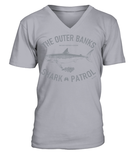 Outer Banks Shark Patrol OBX Vintage Silver V-Neck T-shirt