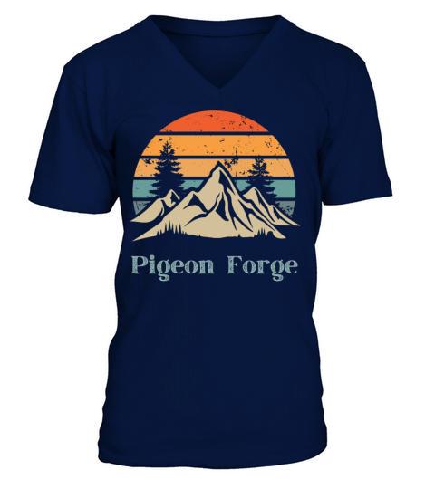 Pigeon Forge Retro Vintage Mountain Sunset Outdoor V-Neck T-shirt