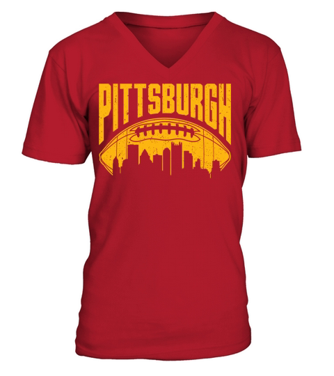 Pittsburgh Football Vintage Pa Cityspace S L City V-Neck T-shirt