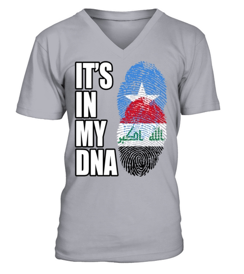 Somali And Iraqi Vintage Heritage DNA Flag V-Neck T-shirt