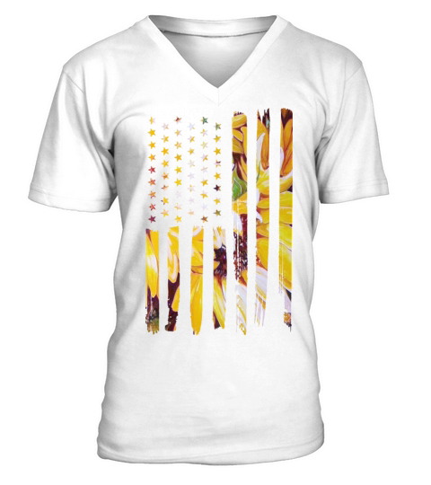 Sunflower Flag Patriotic Yellow American Flag V-Neck T-shirt