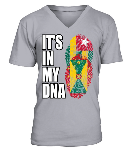 Togolese And Grenadian Mix Heritage DNA Flag V-Neck T-shirt