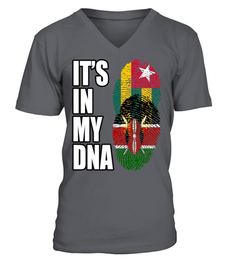 Togolese And Kenyan Mix Heritage DNA Flag V-Neck T-shirt