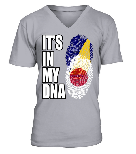 Tokelauan And Japanese Mix Heritage DNA Flag V-Neck T-shirt