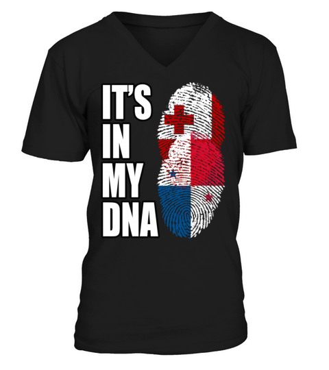 Tongan And Panamanian Mix Heritage DNA Flag V-Neck T-shirt