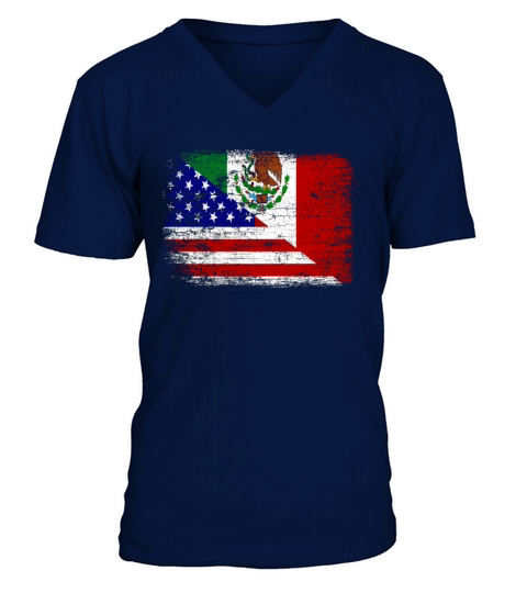 Vintage Mexican American Flag V-Neck T-shirt