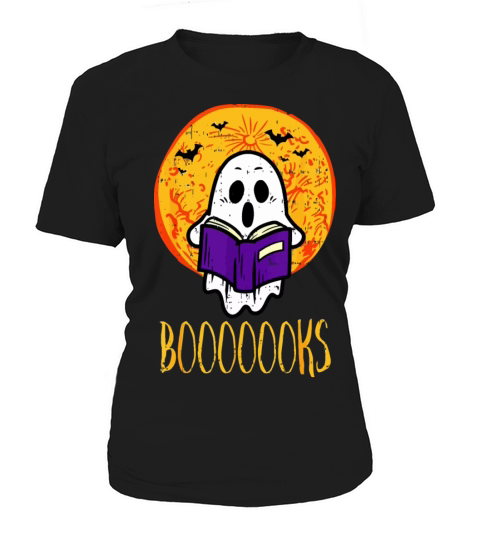 Cute Ghost Book Reading Teacher School Funny Hallo Women's T-Shirt