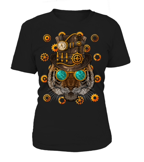 Steampunk Tiger Medieval Victorian Steam Powered A Women's T-Shirt