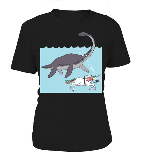 unicorn swimming with loch ness monster Women's T-Shirt