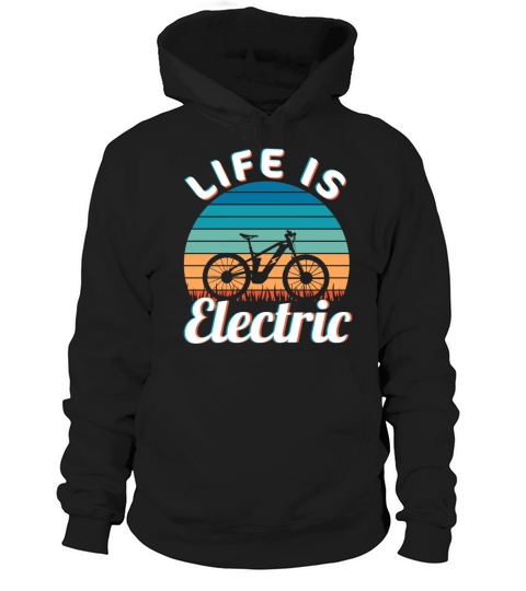 Life is Electric Vintage Ebike Sunset Hoodie Unisex