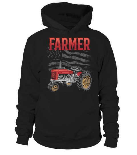 Vintage Farmer USA Flag Farm Barn Tractor Rancher Hoodie Unisex