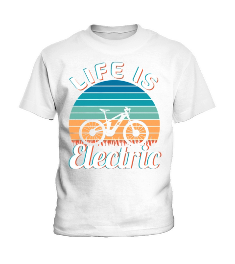 Life is Electric Vintage Ebike Sunset Kids T-Shirt