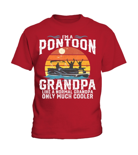 Mens Pontoon Grandpa Captain Retro Funny Boating Fathers Day Gift T-Shirt Kids T-Shirt
