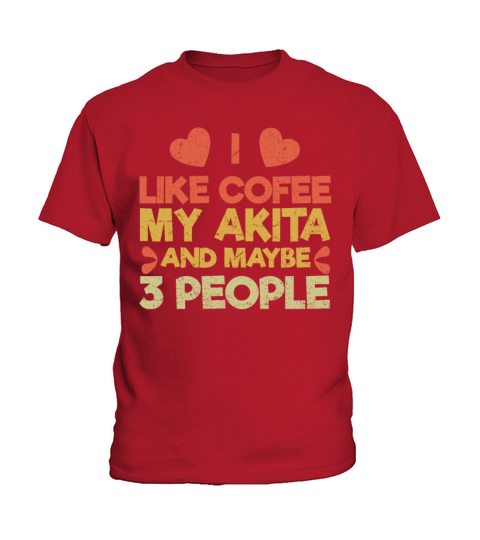 Vintage Pet Dog Like Coffee Love Akita Kids T-Shirt