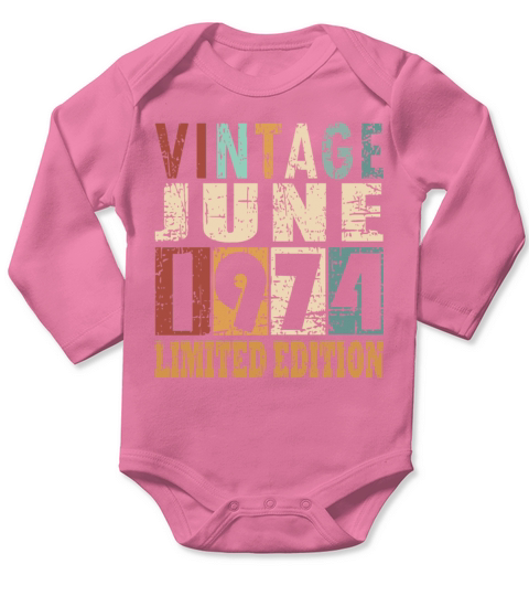 1974 vintage born in June gift Long Sleeve Baby One-Piece