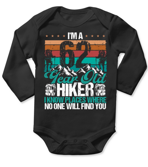 62 Birthday Hikers Vintage Mountains 62 Years Old Long Sleeve Baby One-Piece