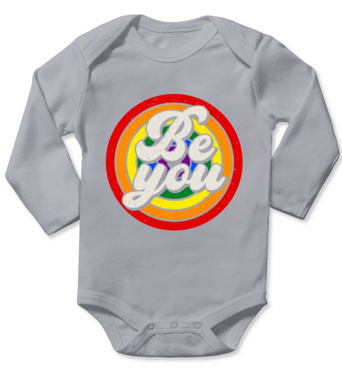 Be You Pride LGBTQ Gay Ally Rainbow Retro Vintage Long Sleeve Baby One-Piece