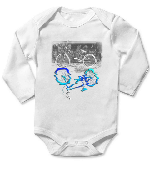 BMX Bike Sport Colored Reflection T-shirt Long Sleeve Baby One-Piece