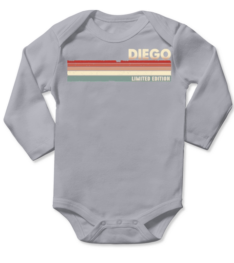 Diego Funny Retro Vintage Name Surname 80s 90s Long Sleeve Baby One-Piece