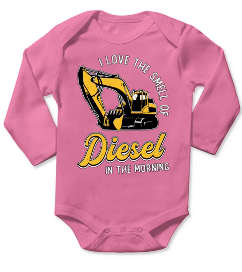 Excavator I Love The Smell Construction Worker Long Sleeve Baby One-Piece