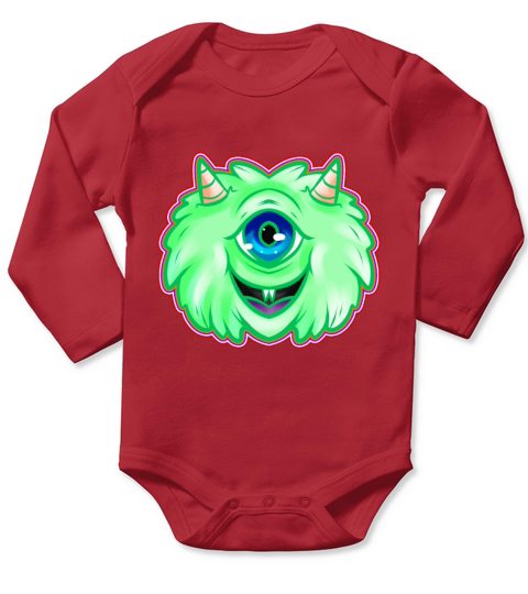 Fluffy Green One Eyed Monster With Horns Halloween Long Sleeve Baby One-Piece